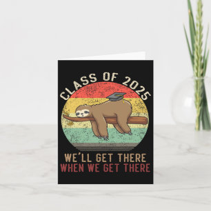 Funny Retro Senior Cl Of 2025 Sloth Cap Graduation Card