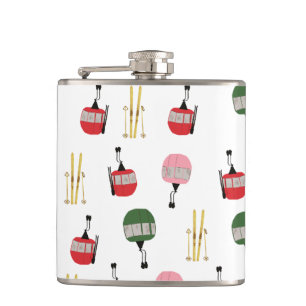 Funny Retro Ski Lift Apres Ski Winter Skiing Skier Flask