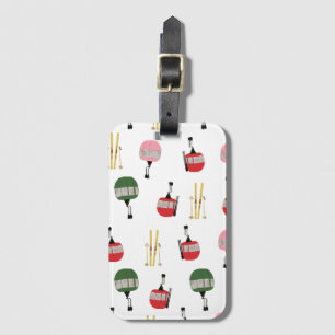 Funny Retro Ski Lift Gondola Winter Skiing Skiers Luggage Tag