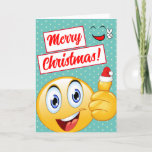 Funny Retro Smile Face Thumbs Up Merry Christmas Holiday Card