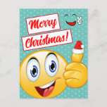 Funny Retro Smile Face Thumbs Up Merry Christmas Holiday Postcard