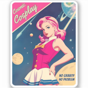 Funny Retro Style Japan Kawaii Cosplay Humor Sticker