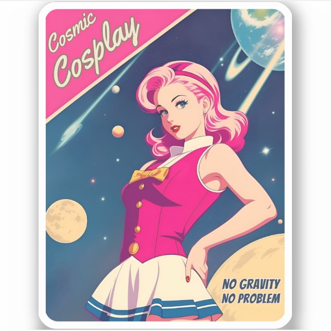 Funny Retro Style Japan Kawaii Cosplay Humor Sticker (Front)