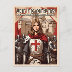 Funny Retro Style Medieval Templar Knight Humor Postcard