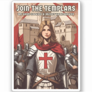 Funny Retro Style Medieval Templar Knight Humor Sticker