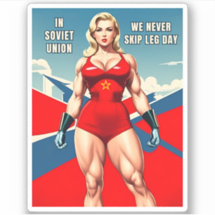 Funny Retro Style Soviet USSR Gym Muscle Humor Sticker