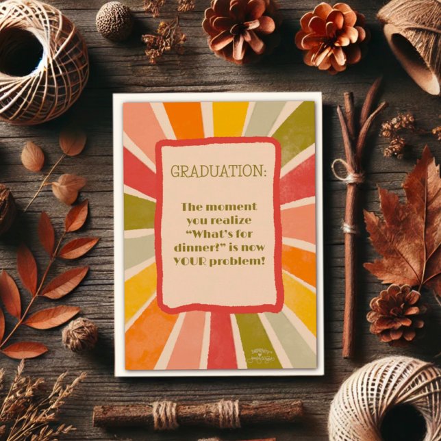 Funny Retro Stylish Graduation Dinner Quote Card (Creator Uploaded)