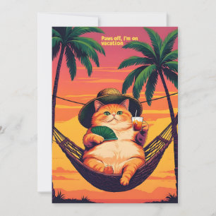 Funny Retro Summer Cat Vacation Announcement