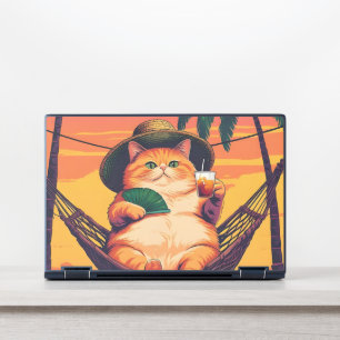 Funny Retro Summer Cat Vacation HP Laptop Skin