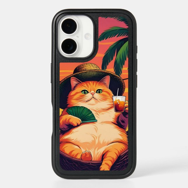 Funny Retro Summer Cat Vacation Otterbox iPhone Case (Back)