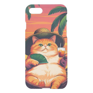 Funny Retro Summer Cat Vacation iPhone SE/8/7 Case
