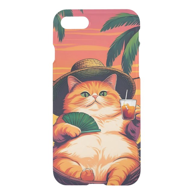 Funny Retro Summer Cat Vacation Uncommon iPhone Case (Back)