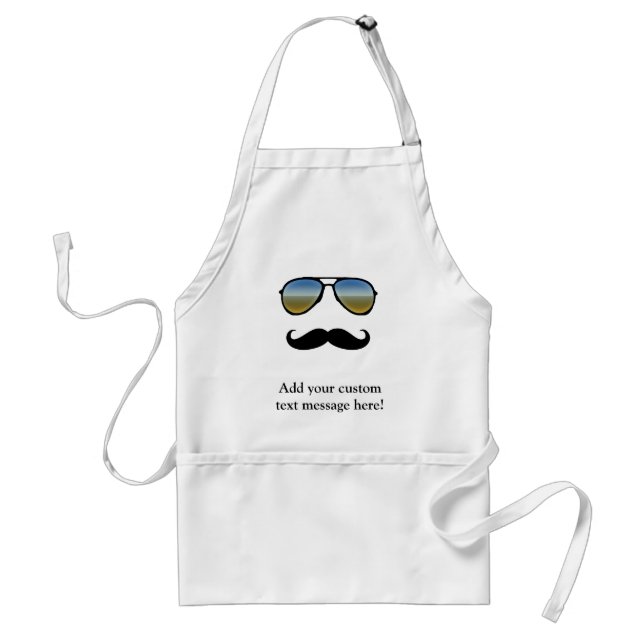 Funny Retro Sunglasses with Moustache Adult Apron (Front)