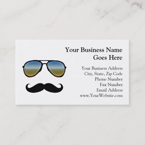 Funny Retro Sunglasses with Moustache Business Card Template