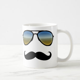 Funny Retro Sunglasses with Moustache Coffee Mug