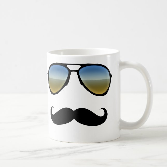 Funny Retro Sunglasses with Moustache Coffee Mug (Right)