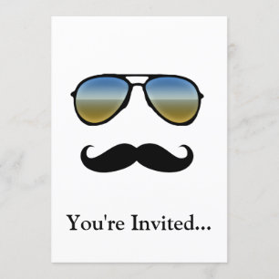 Funny Retro Sunglasses with Moustache Invitation