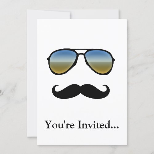 Funny Retro Sunglasses with Moustache Invitation