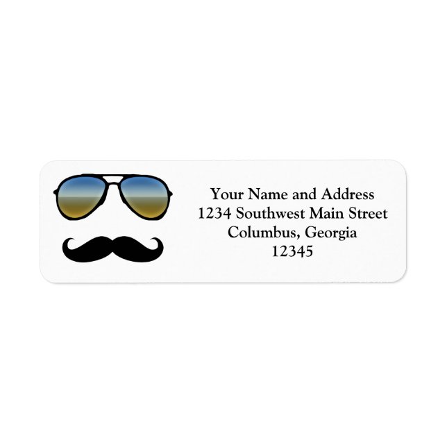 Funny Retro Sunglasses with Moustache Label (Front)