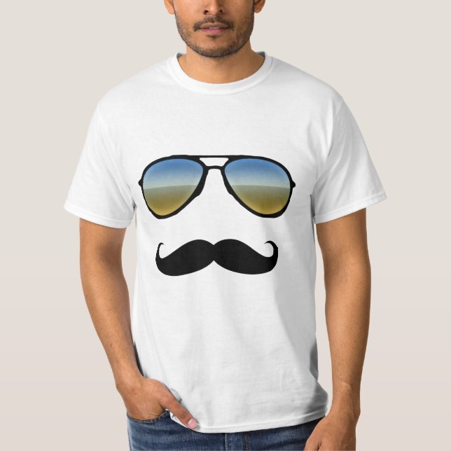 Funny Retro Sunglasses with Moustache T-Shirt (Front)
