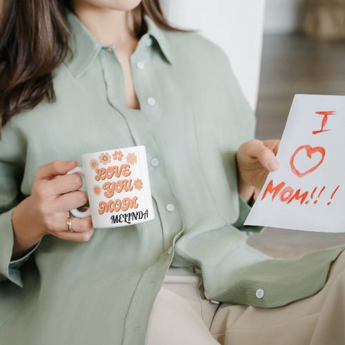 FUNNY Retro Text  LOVE YOU MOM Coffee Mug