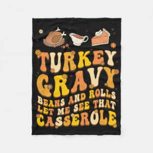 Funny Retro Thanksgiving Autumn Fall Groovy Holida Fleece Blanket