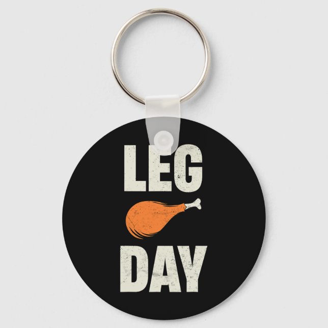 Funny Retro Thanksgiving Day Turkey Day Turkey Leg Keychain (Front)