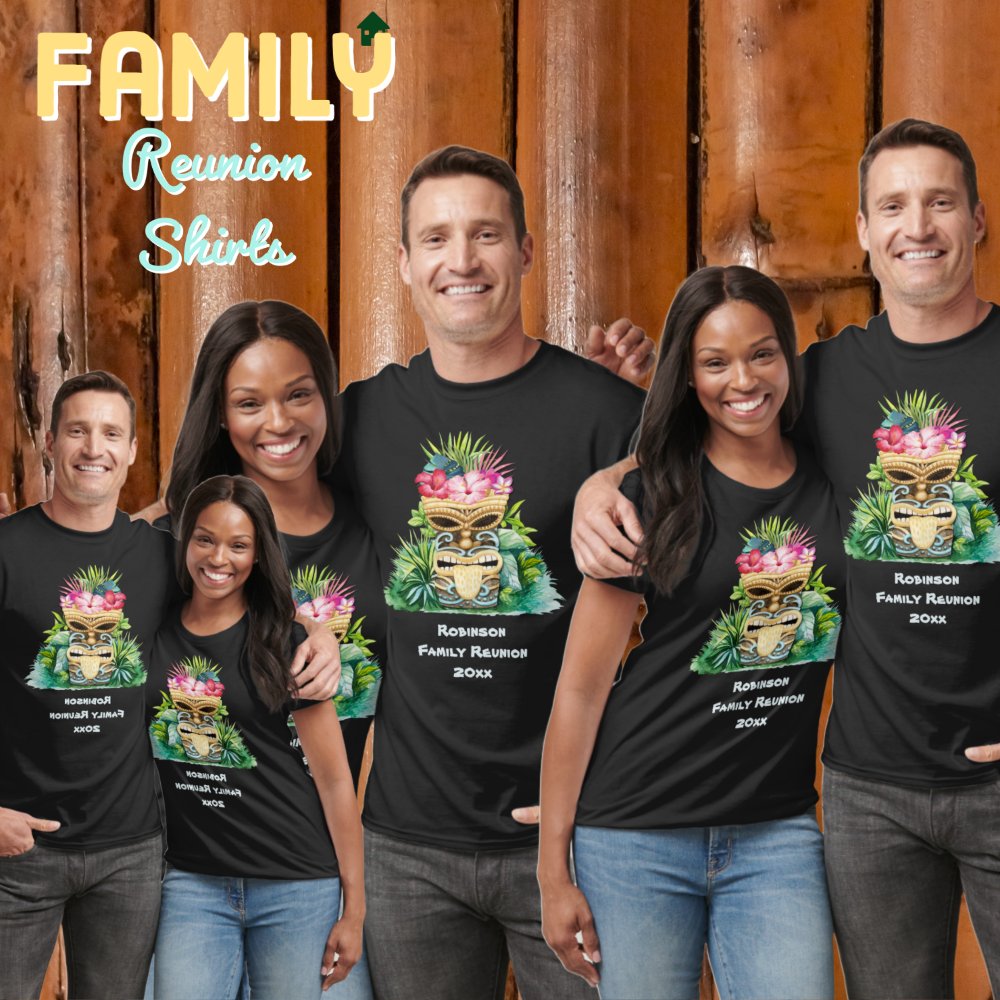 Discover Funny Retro Tiki Bar Monogrammed Family Reunion Personalized T-Shirt