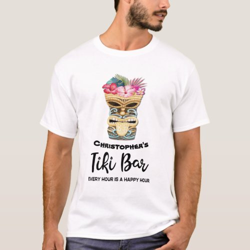 Funny Retro Tiki Bar Monogrammed T_Shirt