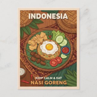 Funny Retro Travel Indonesia Nasi Goreng Food