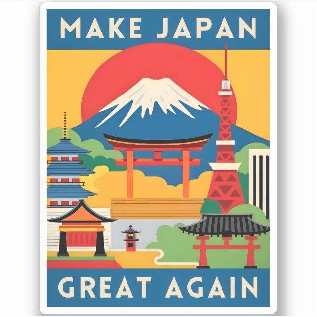Funny Retro Travel Japan Tourism Humor  Sticker (Front)