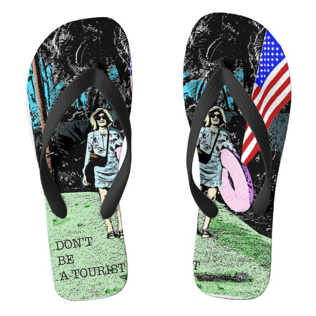 Funny Retro Travel Poster  Flip Flops (Footbed)