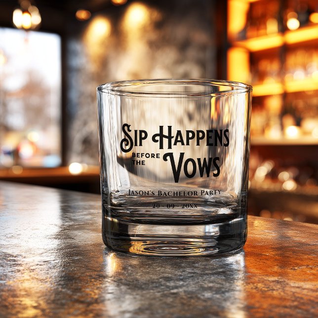 Funny Retro Typography Custom Bachelor Party  Whiskey Glass (Creator Uploaded)
