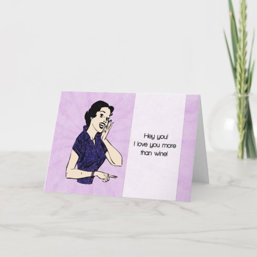 Funny Retro Valentines Day Card with Cartoon Lady