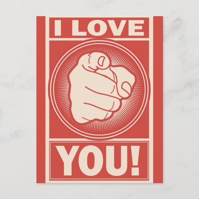 Funny Retro Valentines Day I Love You Postcard (Front)