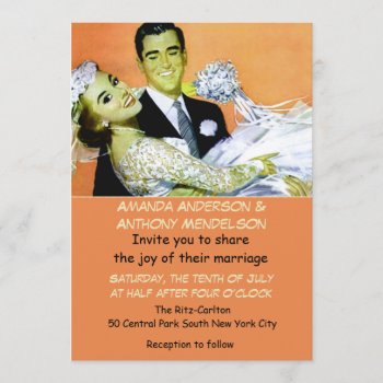 Funny Retro Vintage Bride And Groom Invitation by RetroAndVintage at Zazzle