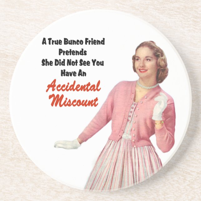 Funny Retro Vintage Bunco Drink Coaster (Front)