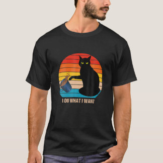 Funny Retro Vintage Cat Do What I Want Cat Lover C T-Shirt