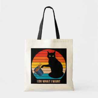 Funny Retro Vintage Cat Do What I Want Cat Lover Tote Bag