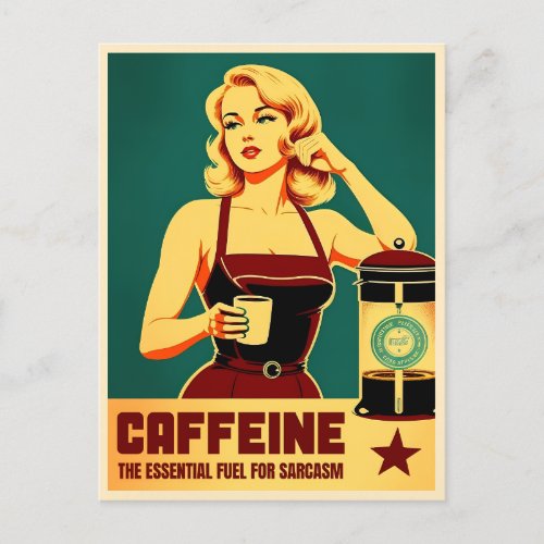 Funny Retro Vintage Coffee Caffeine Humor Postcard