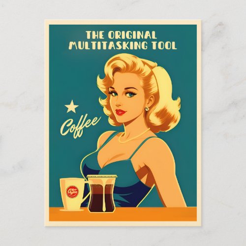 Funny Retro Vintage Coffee Caffeine Humor Postcard