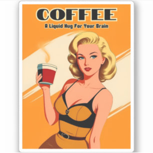 Funny Retro Vintage Coffee Caffeine Humor Sticker