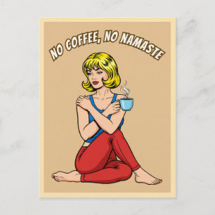 Funny Retro Vintage Coffee Yoga Humor Pop Art  Postcard
