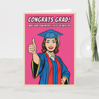 Funny Retro Vintage College Graduation Pop Art Card