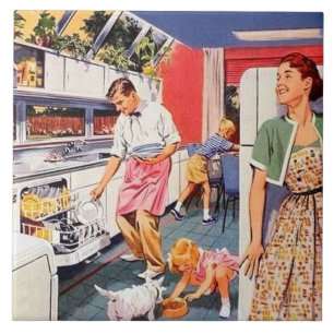 Funny retro vintage kitchen ceramic tile