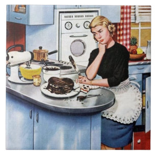 Funny retro vintage kitchen ceramic tile