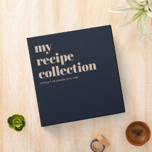 Funny Retro Vintage Navy Pink Recipe Collection 3 Ring Binder