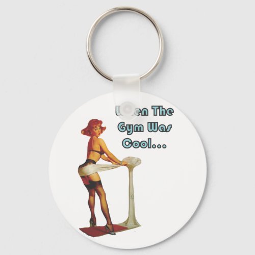 Funny Retro Vintage PinUP Girl Gym Keychain