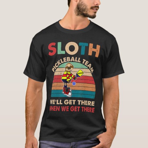 Funny Retro Vintage Sloth Pickleball Team Shirt Sl