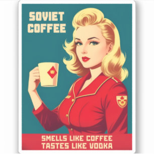 Funny Retro Vintage Soviet Coffee Caffeine Humor Sticker
